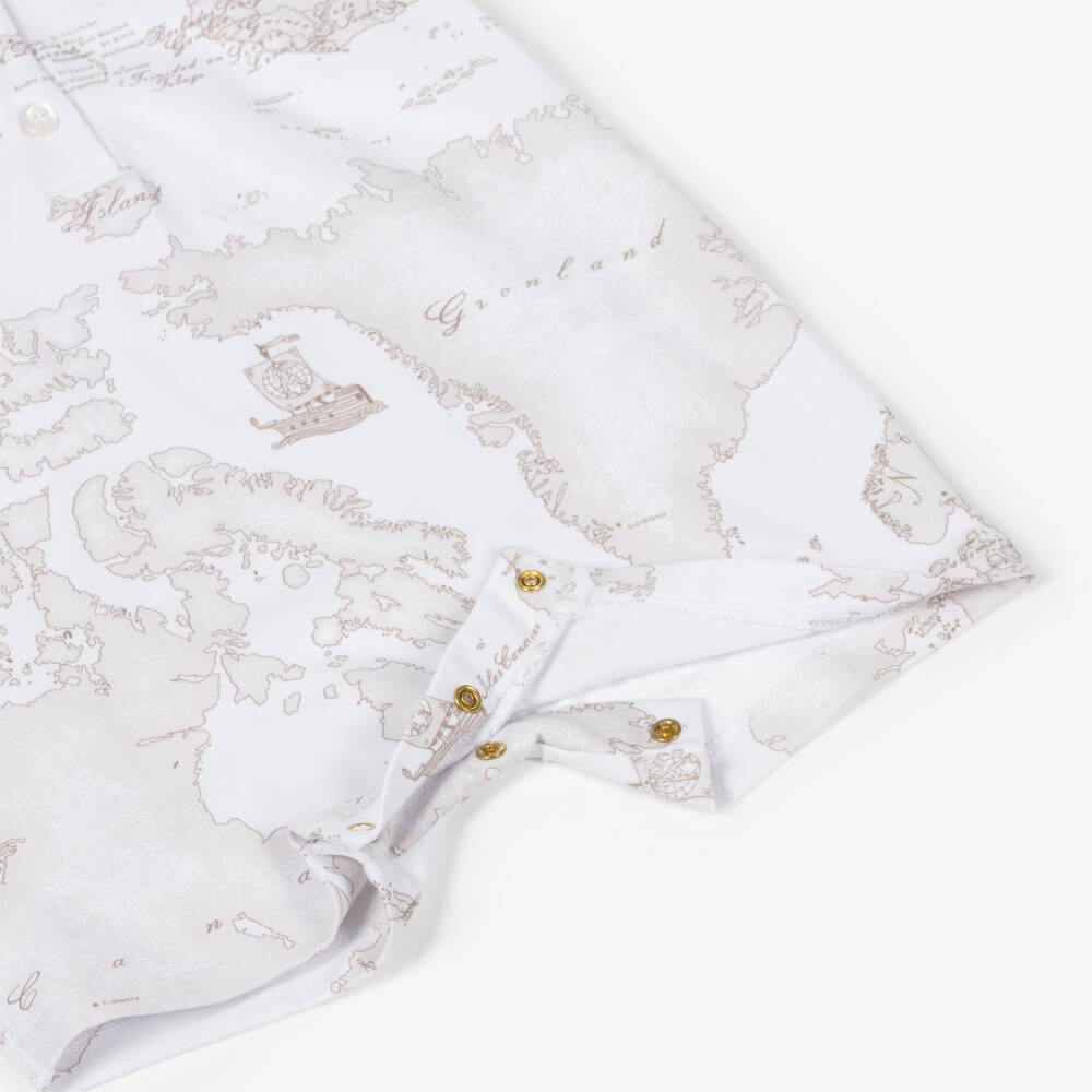 Alviero Martini-Boys' White Cartographic Cotton Romper | Childrensalon Outlet