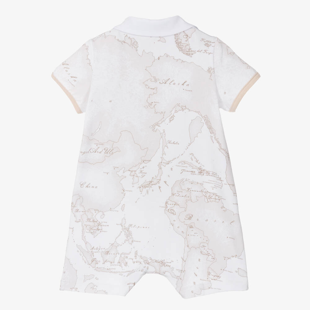 Alviero Martini-Boys' White Cartographic Cotton Romper | Childrensalon Outlet