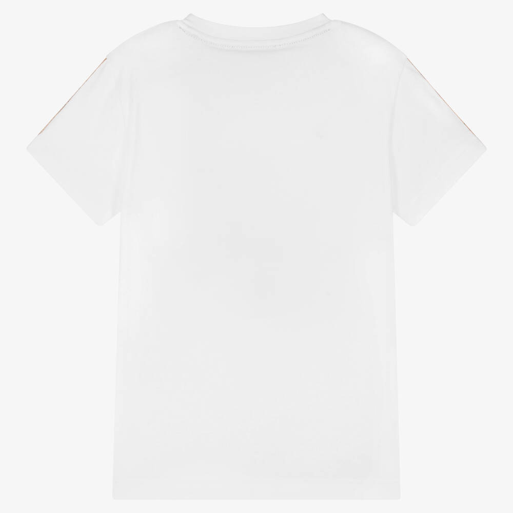 Alviero Martini-Белая хлопковая футболка с тигренком | Childrensalon Outlet