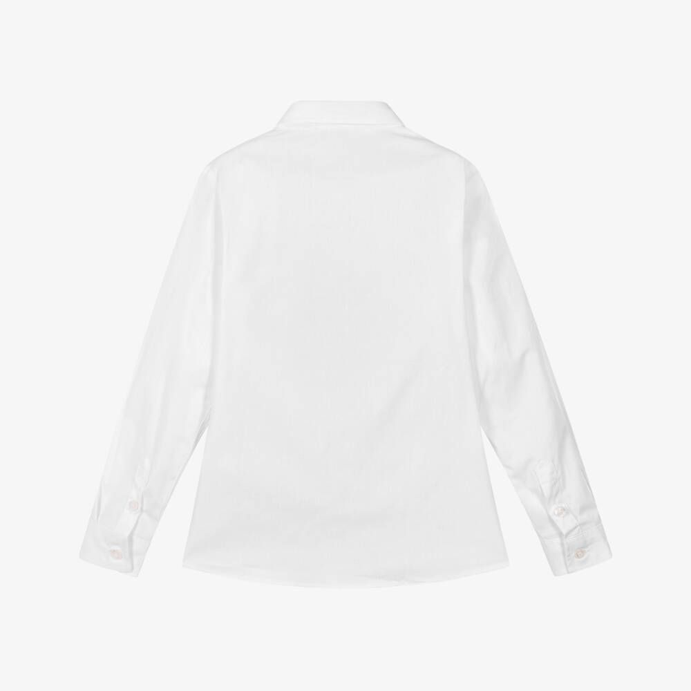 Alviero Martini-Boys White Cotton Shirt with Blue 1A Classe Logos | Childrensalon Outlet