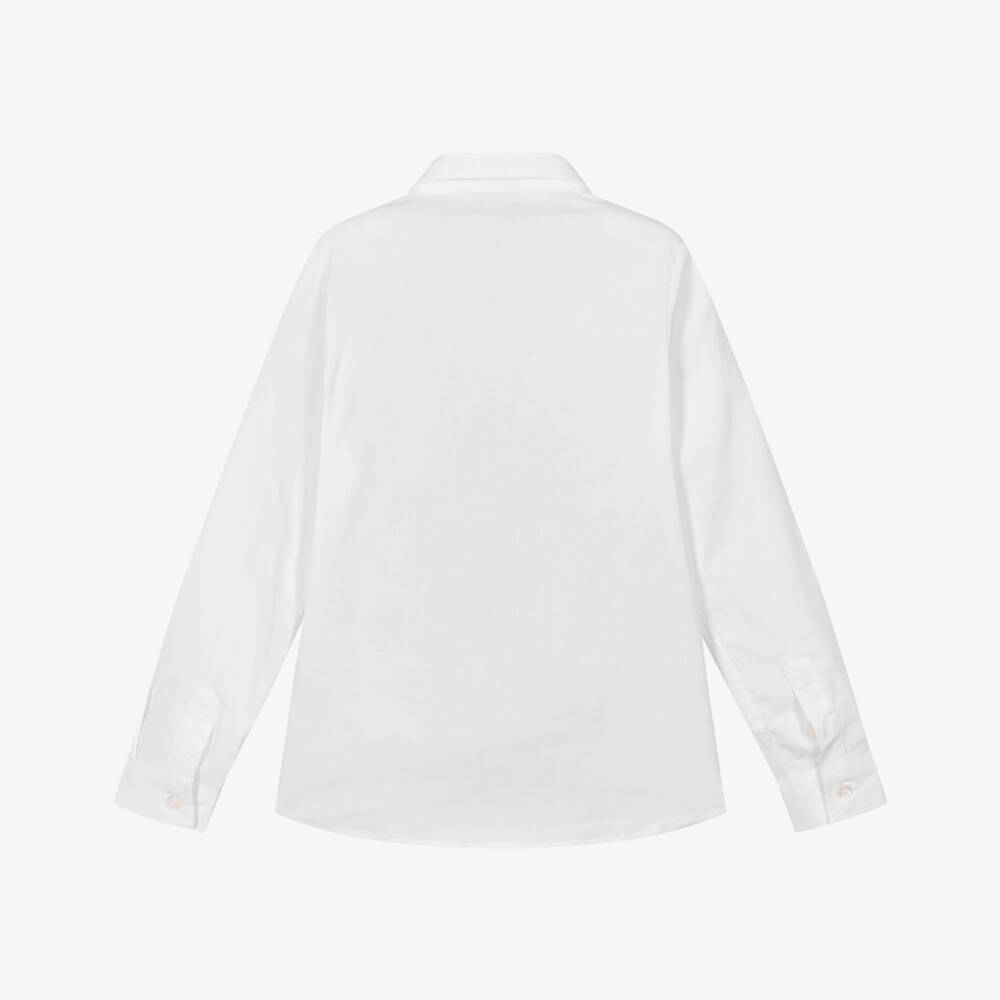 Alviero Martini-Boys White Cotton Shirt with Brown 1A Classe Logos | Childrensalon Outlet