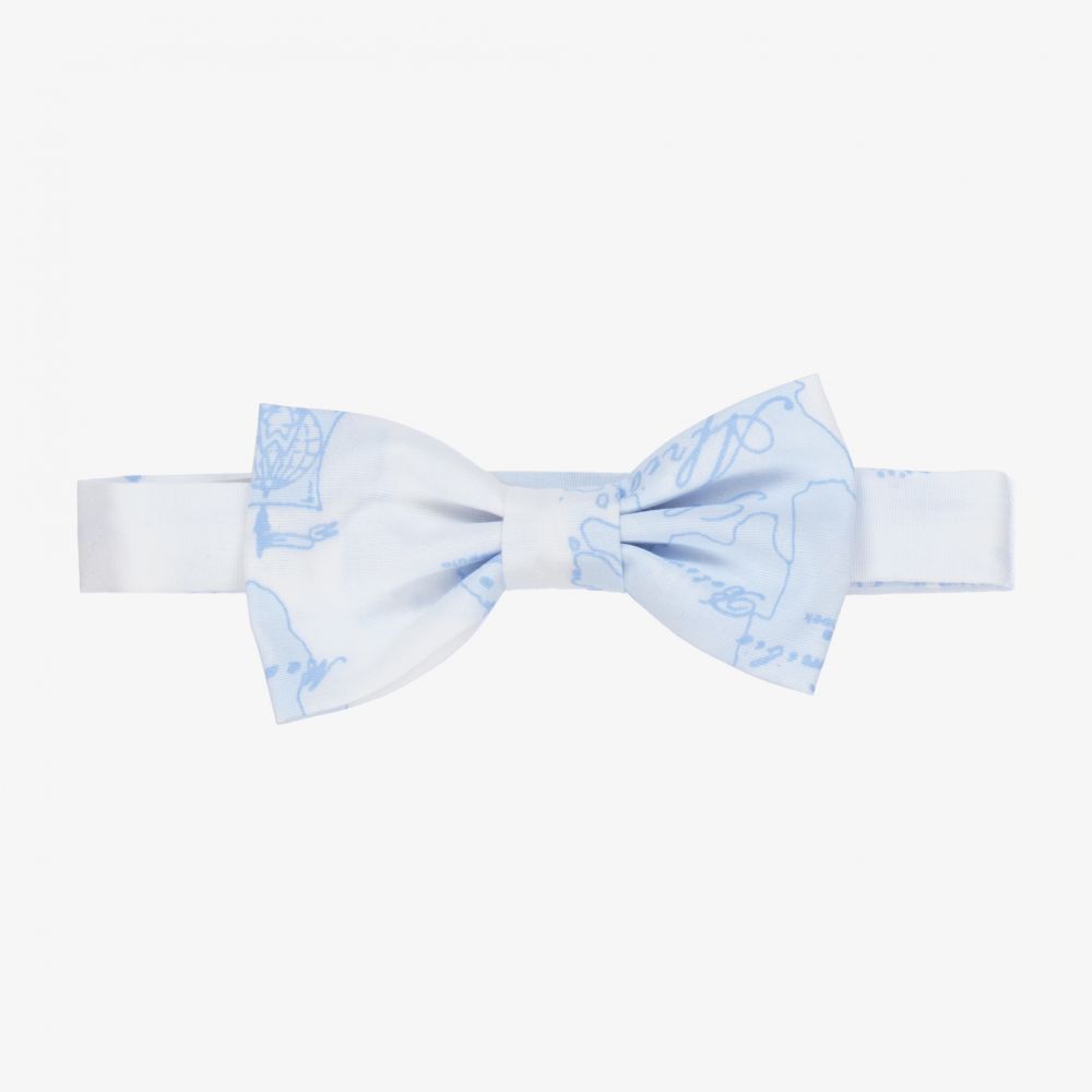 Alviero Martini - Белый галстук-бабочка с картой мира для мальчиков  | Childrensalon