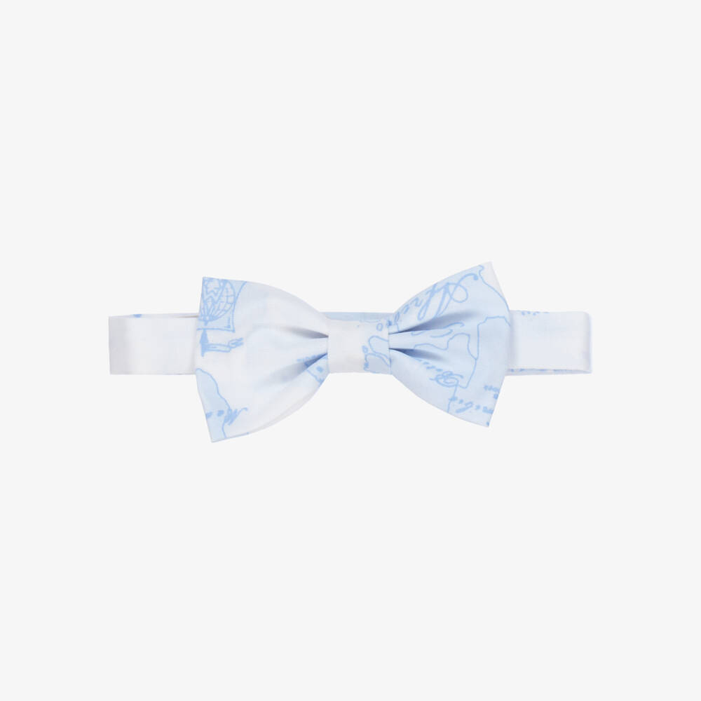 Alviero Martini-Boys White Geo Map Bow Tie  | Childrensalon Outlet