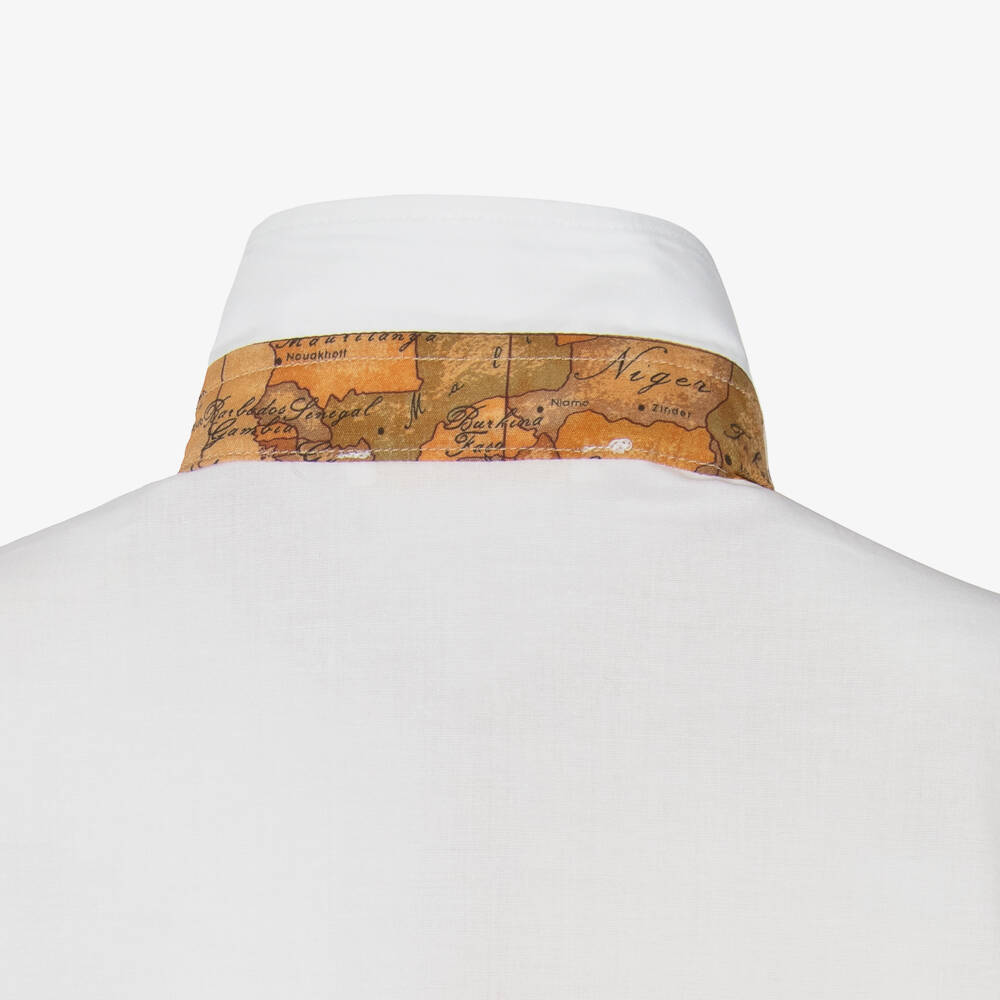 Alviero Martini-Boys White & Geo Map Cotton Shirt | Childrensalon Outlet