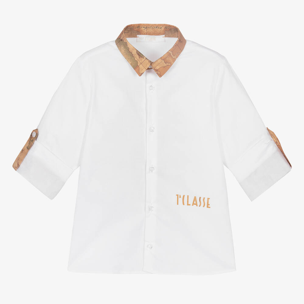 Alviero Martini - قميص قطن بوبلين لون أبيض للأولاد | Childrensalon