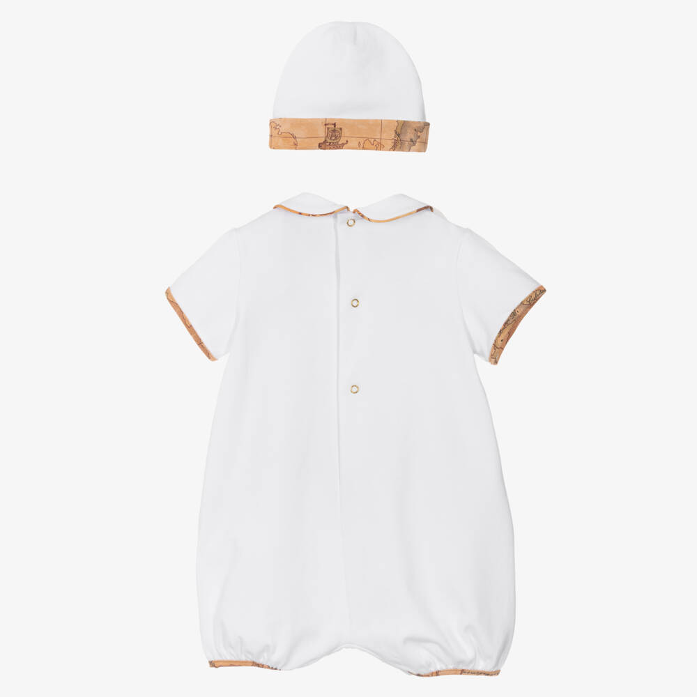 Alviero Martini-Boys White Map-Trimmed Romper Set | Childrensalon Outlet