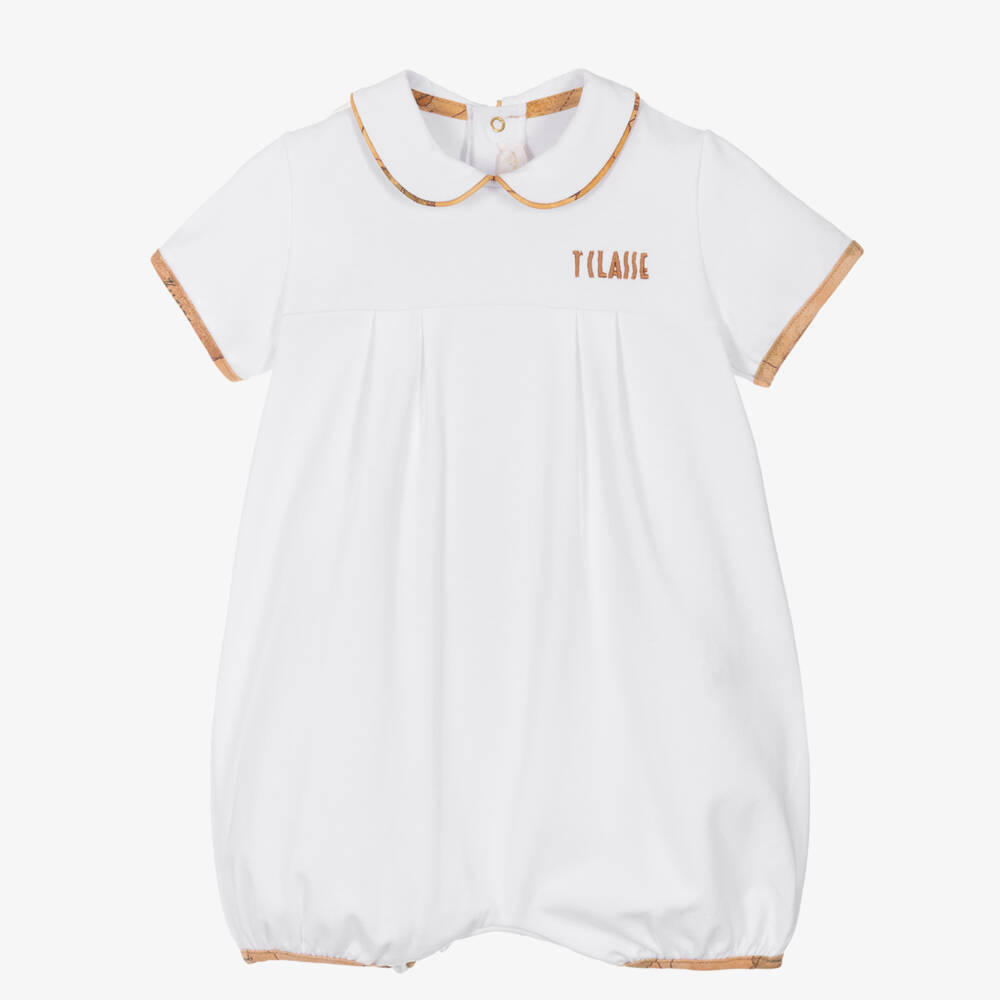 Alviero Martini-Boys White Map-Trimmed Romper Set | Childrensalon Outlet