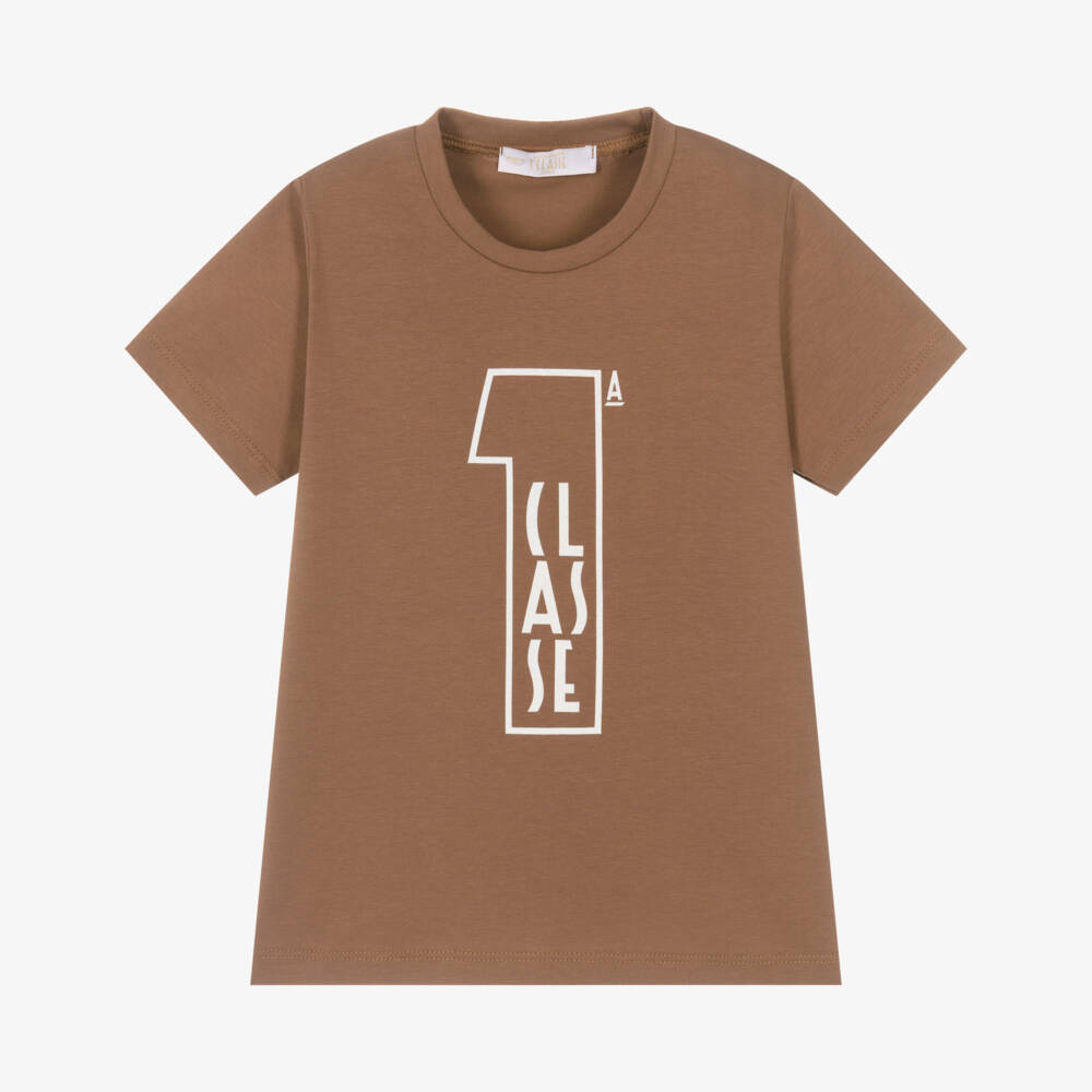 Alviero Martini-Brown 1a Classe Cotton T-Shirt | Childrensalon Outlet