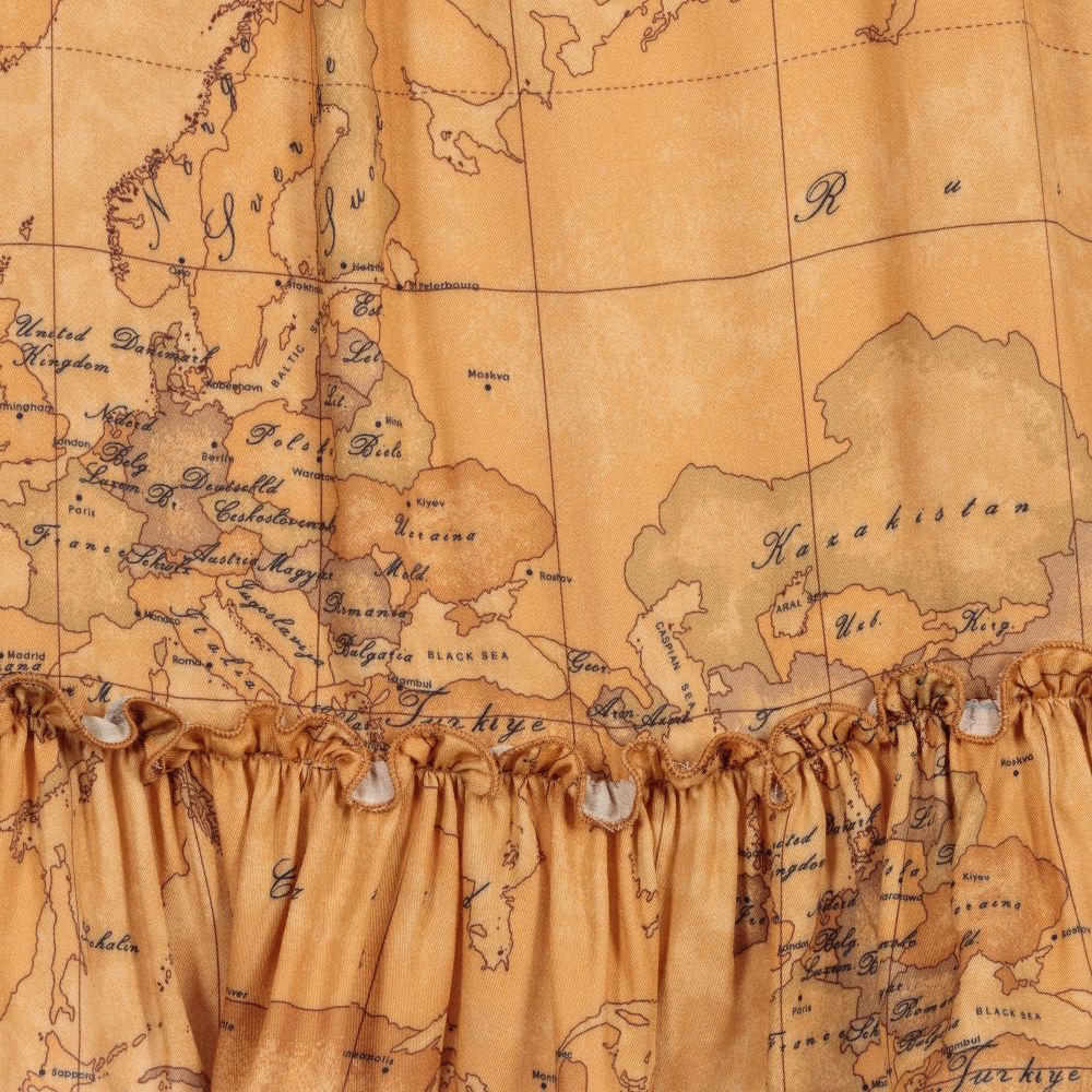 Alviero Martini-Dark Beige Geo Map Dress | Childrensalon Outlet