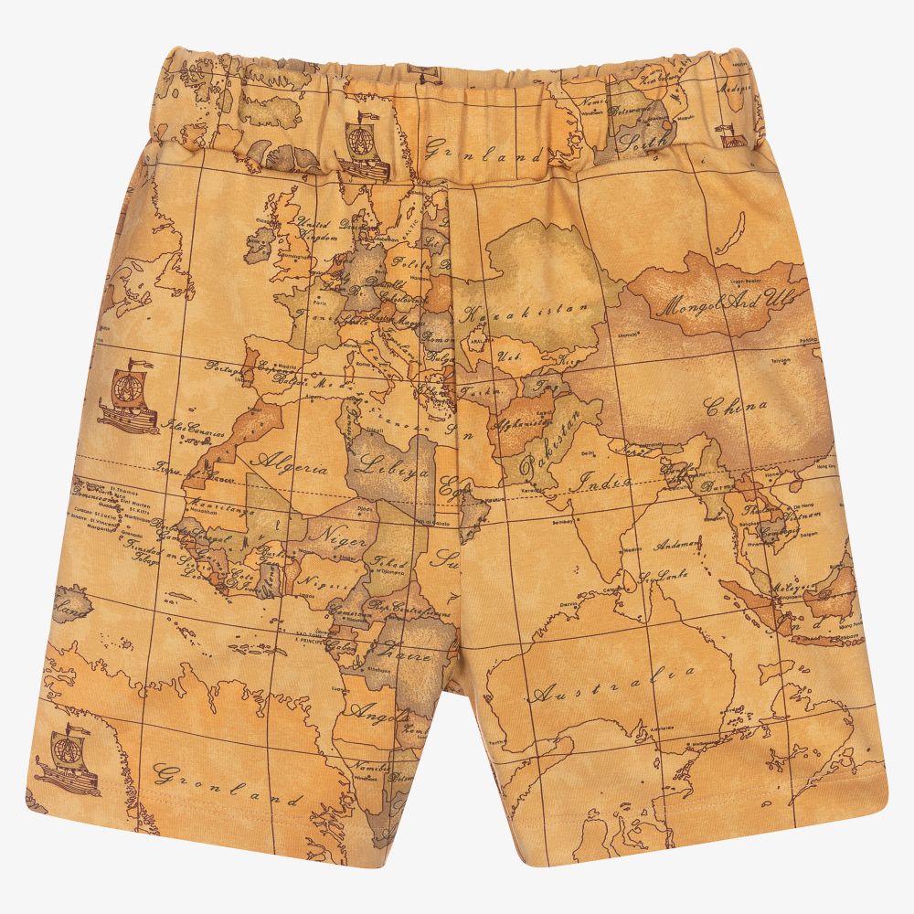 Alviero Martini - Dark Beige Geo Map Shorts  | Childrensalon