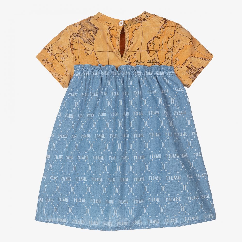 Alviero Martini Geo Map & Chambray Baby Dress Childrensalon Outlet