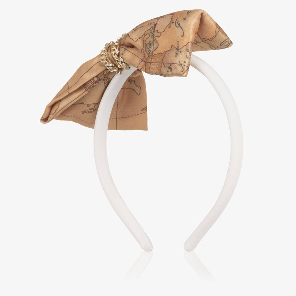 Alviero Martini-Girls Beige Geo Bow Hairband | Childrensalon Outlet
