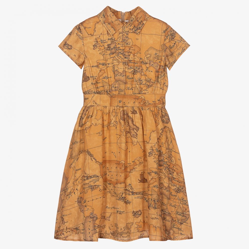 Alviero Martini-Girls Beige Geo Map Dress | Childrensalon Outlet