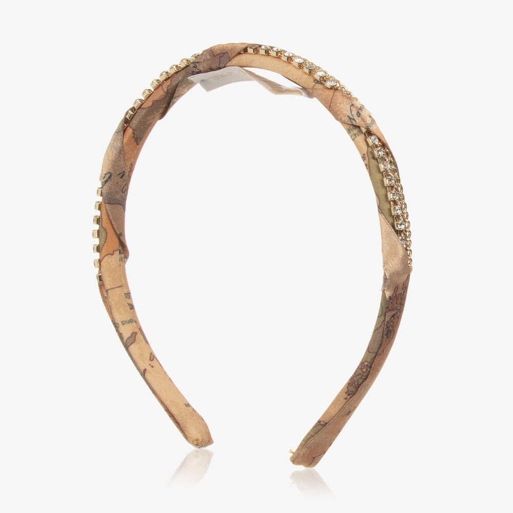 Alviero Martini-Girls Beige Geo Map Hairband | Childrensalon Outlet