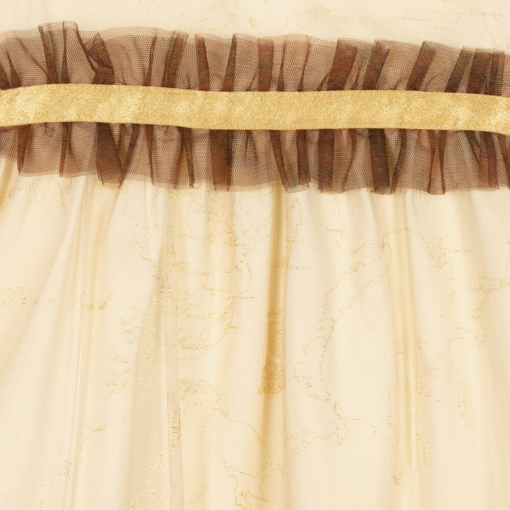 Alviero Martini-Girls Beige & Gold Geo Map Dress | Childrensalon Outlet