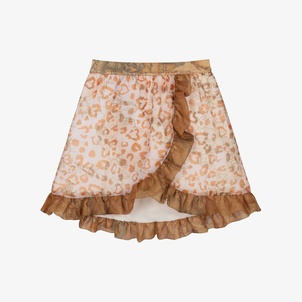 Alviero Martini-Girls Beige Leopard Skirt  | Childrensalon Outlet