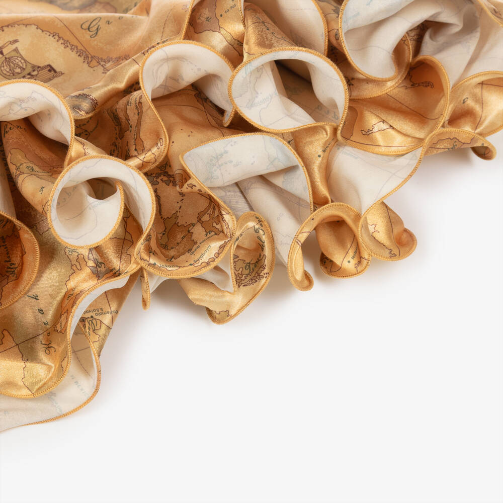 Alviero Martini-Платье из бежевого атласа с картой для девочек | Childrensalon Outlet