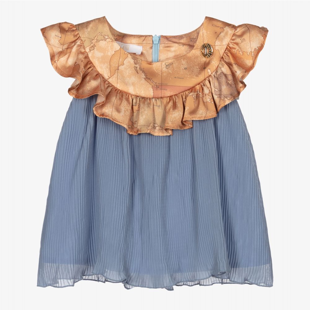 Alviero Martini - Girls Blue Geo Crêpe Top  | Childrensalon