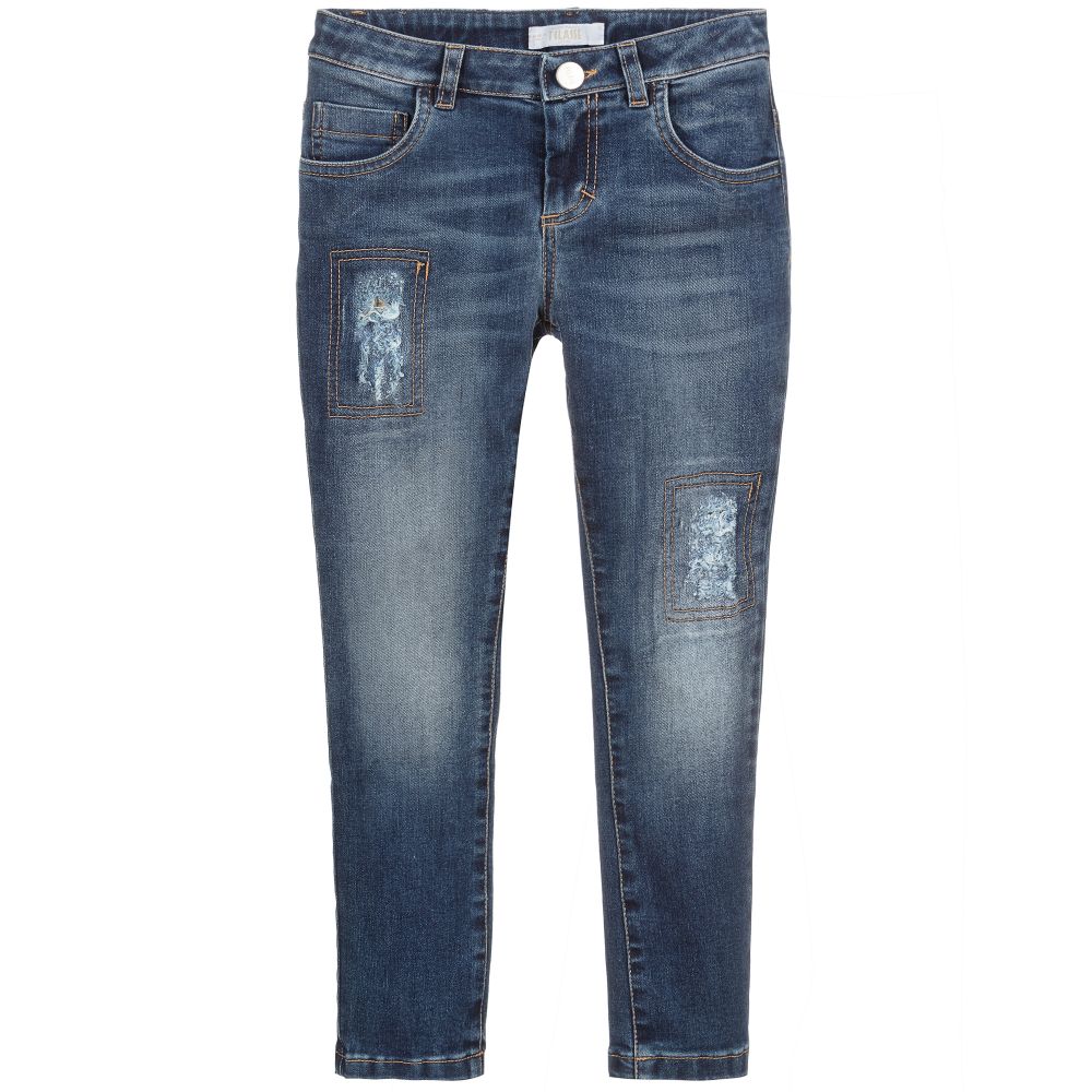 Alviero Martini-Girls Blue Geo Map Jeans | Childrensalon Outlet