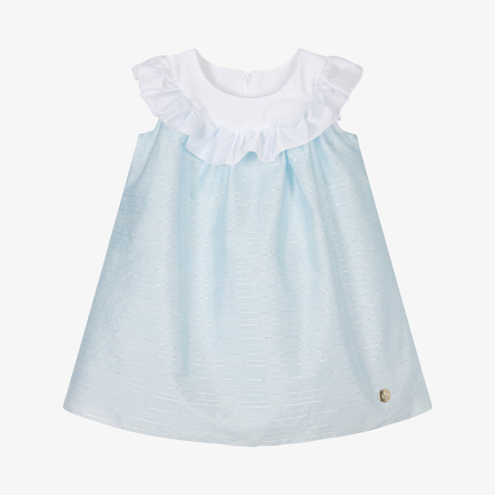 Alviero Martini-Girls Blue Silver Striped Dress | Childrensalon Outlet