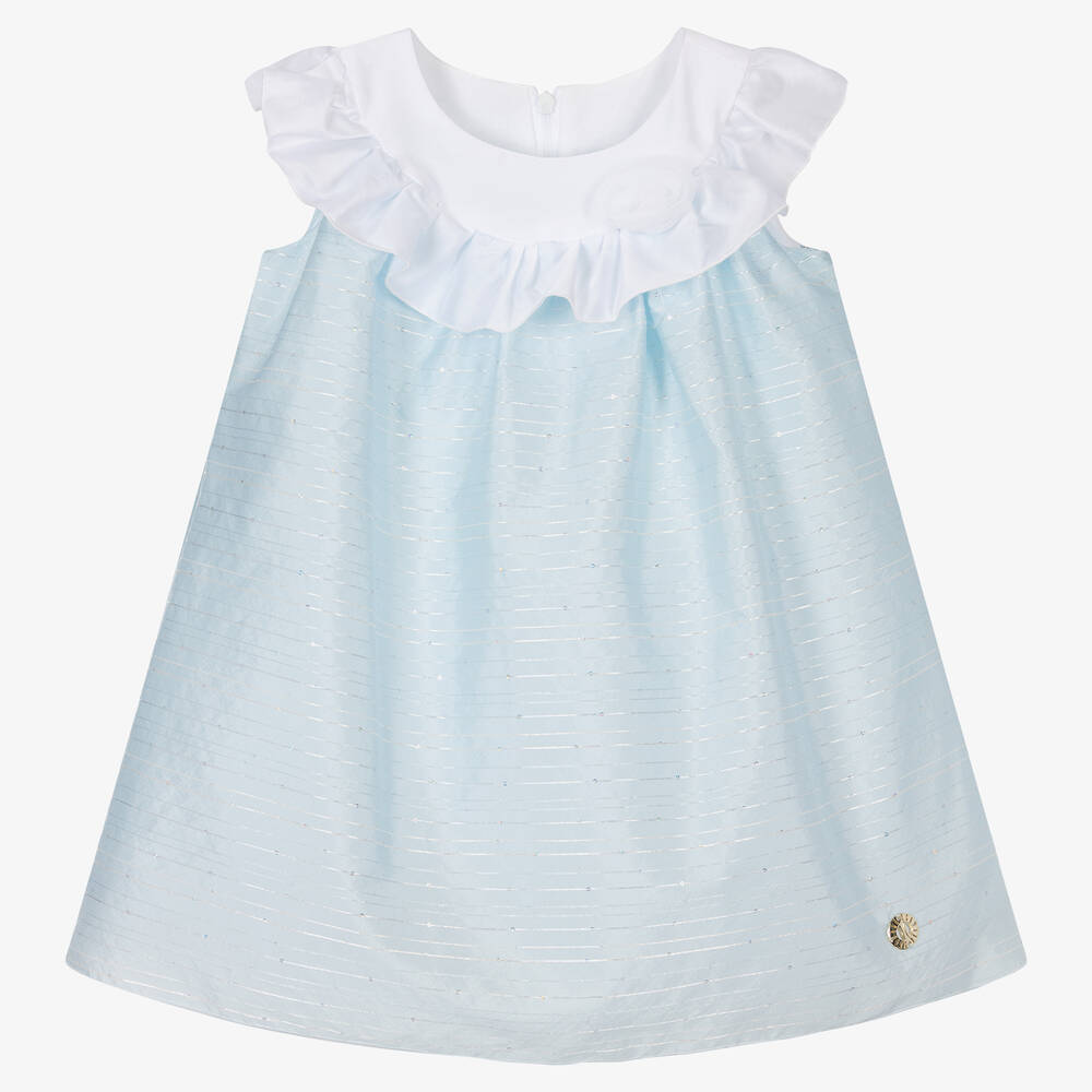 Alviero Martini - Girls Blue Silver Striped Dress | Childrensalon