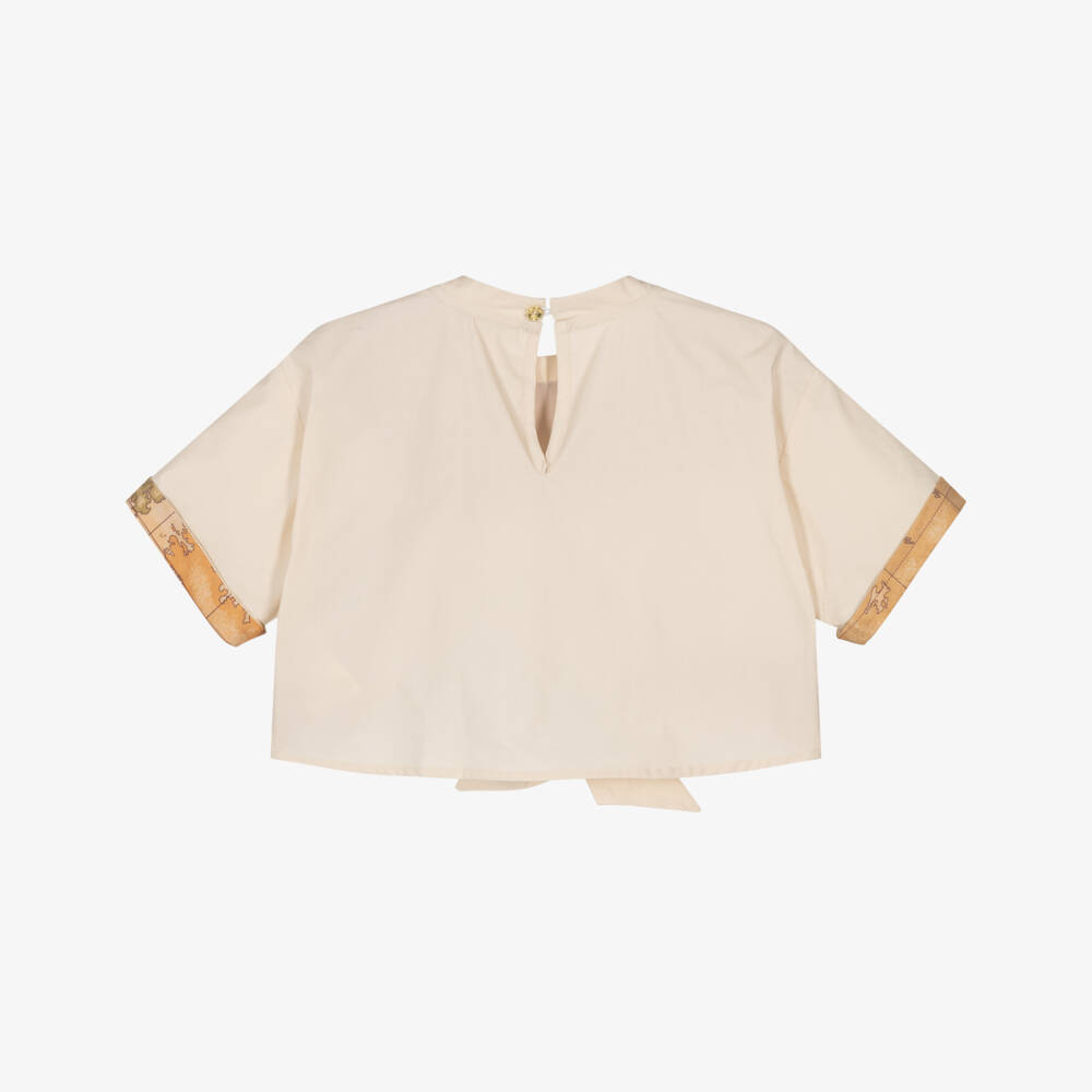 Alviero Martini-Girls Cotton Blouse with Geo Accents | Childrensalon Outlet