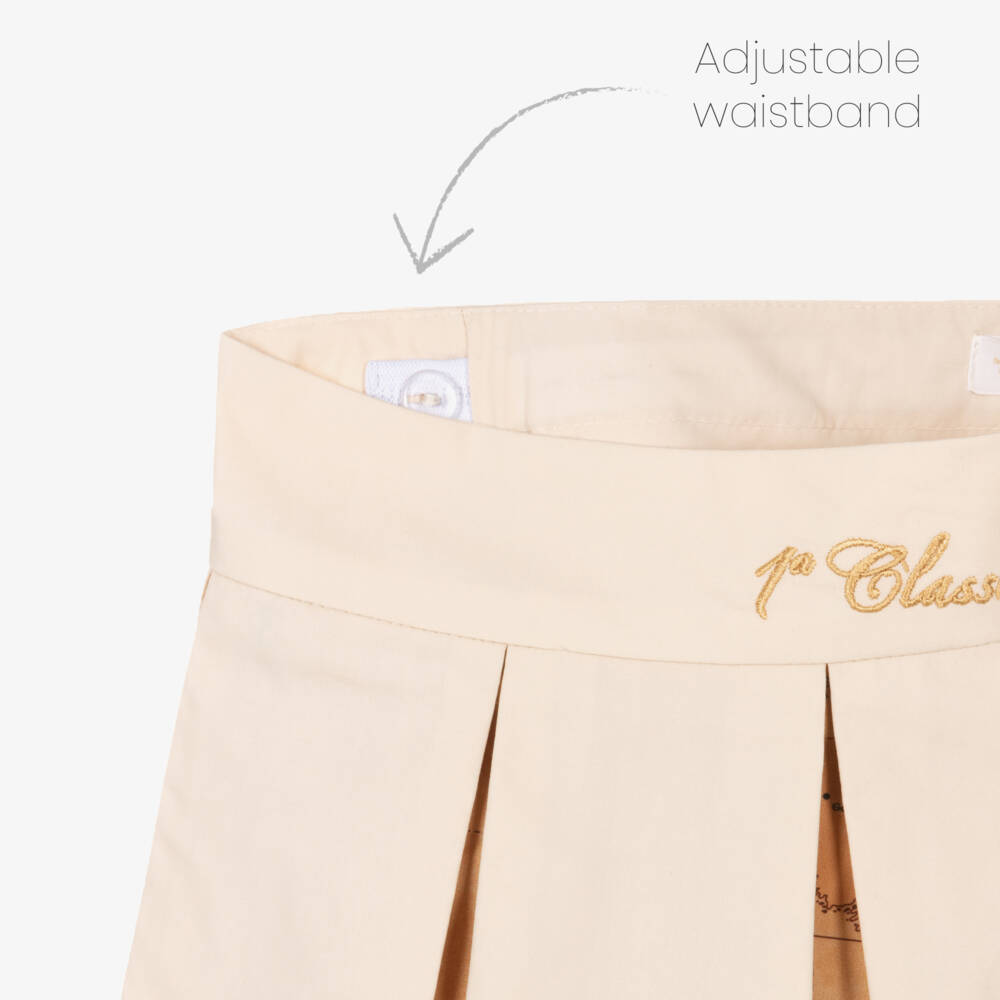 Alviero Martini-Girls Elegant Beige Geo Print Skirt | Childrensalon Outlet