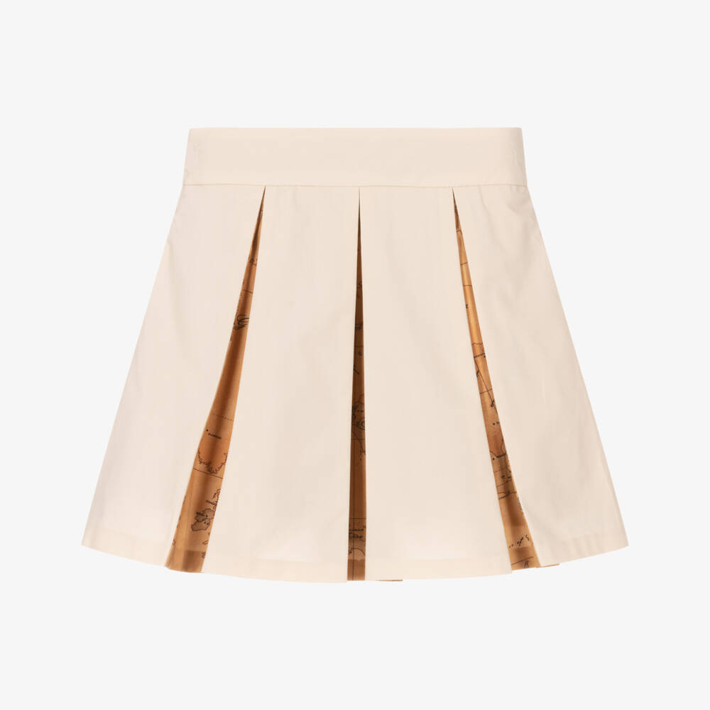 Alviero Martini-Girls Elegant Beige Geo Print Skirt | Childrensalon Outlet
