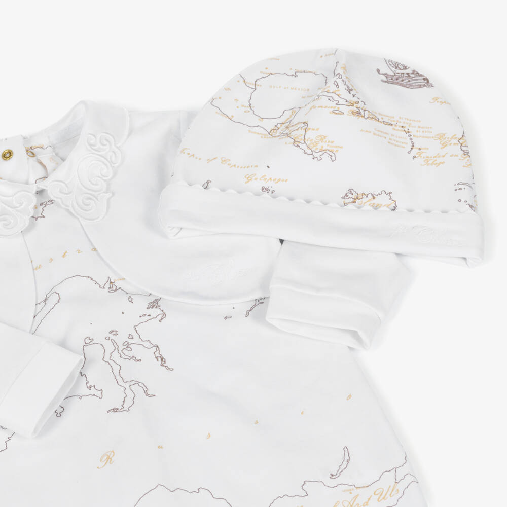 Alviero Martini-Girls Elegant White & Gold Map Ensemble | Childrensalon Outlet