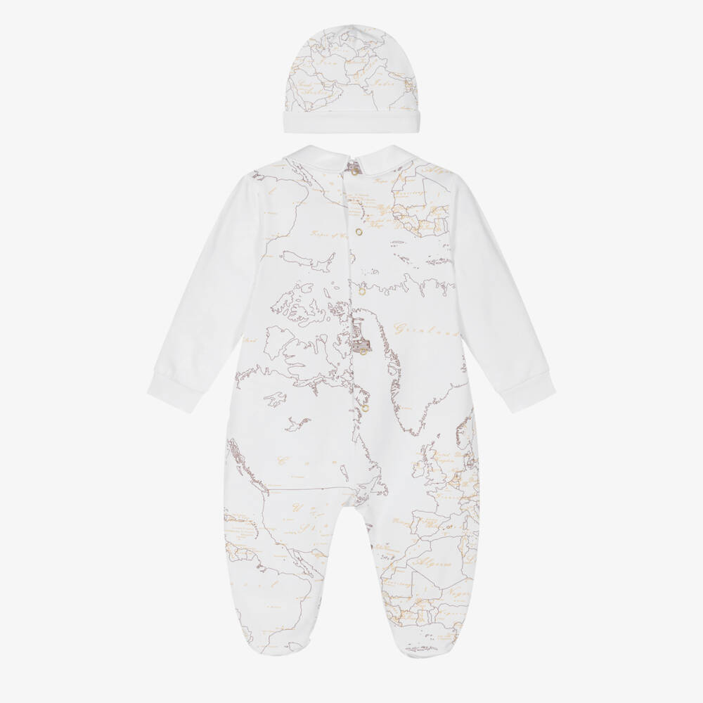 Alviero Martini-Girls Elegant White & Gold Map Ensemble | Childrensalon Outlet
