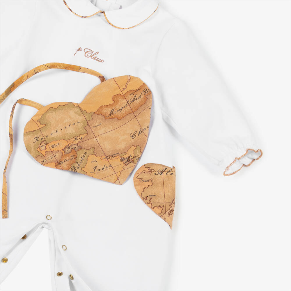 Alviero Martini-Girls Geo Heart Beige Babysuit Ensemble | Childrensalon Outlet