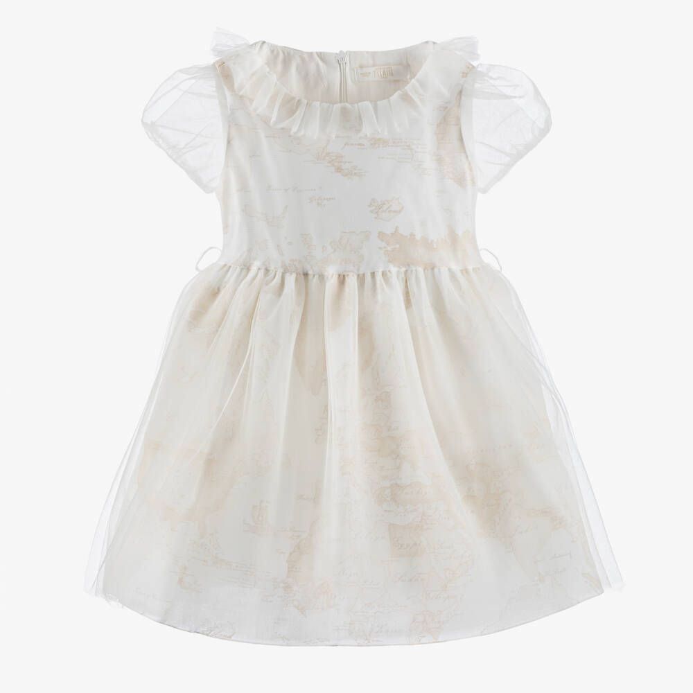 Alviero Martini-Платье из хлопка и тюля с географическим узором для девочек | Childrensalon Outlet