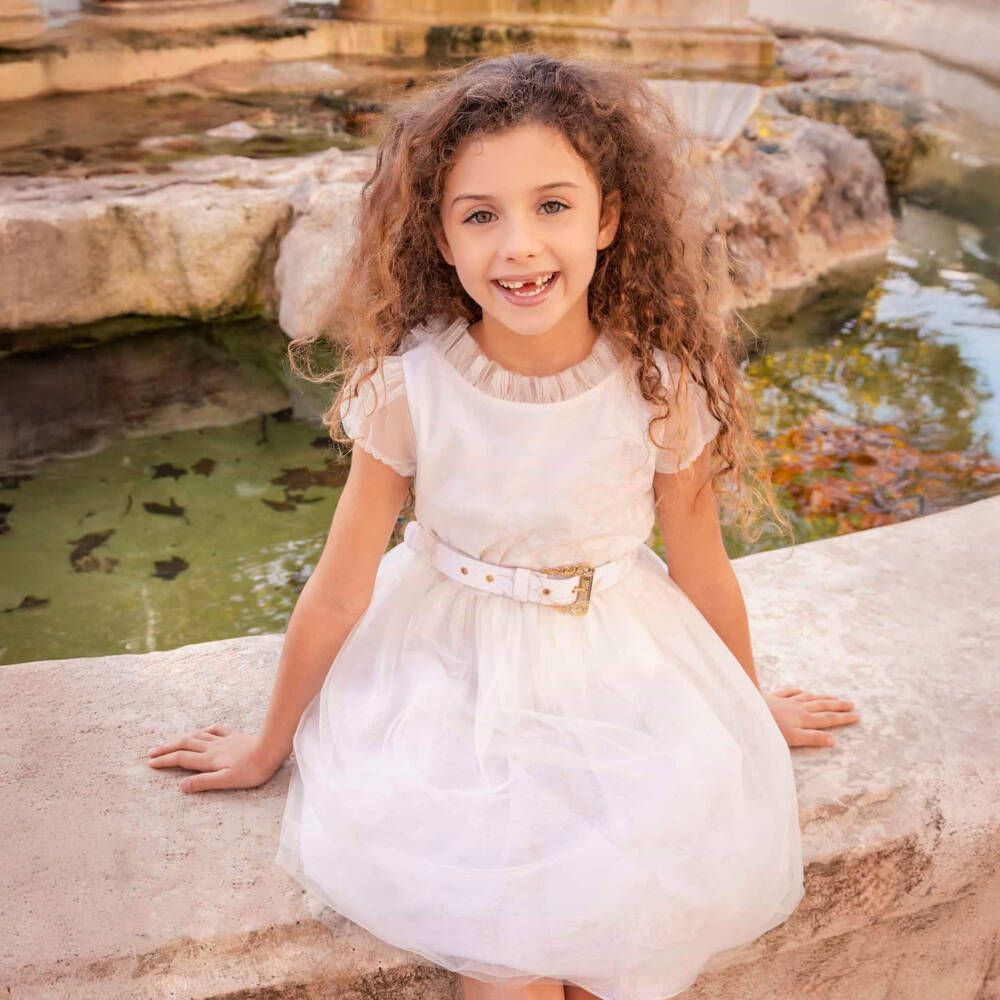 Alviero Martini-Платье из хлопка и тюля с географическим узором для девочек | Childrensalon Outlet