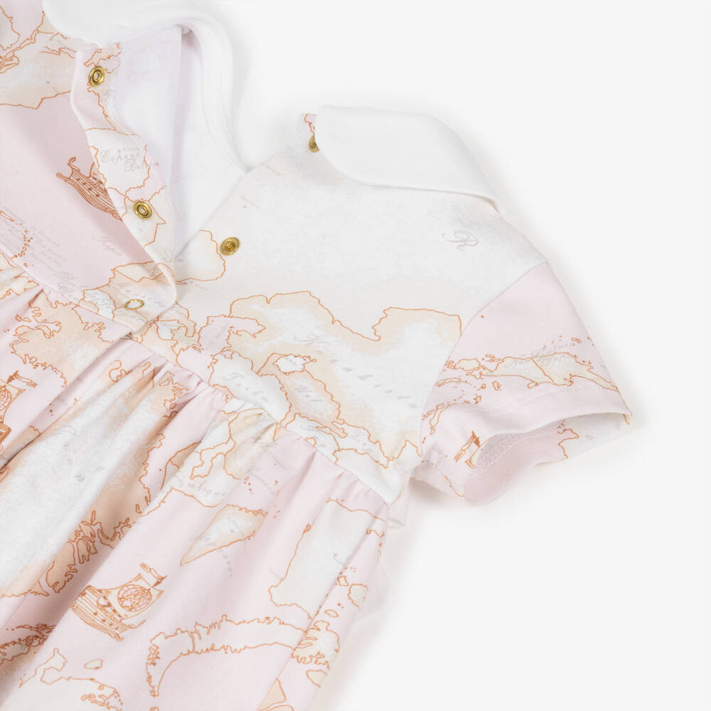 Alviero Martini-Girls Geo Patterned Pink Bow Dress | Childrensalon Outlet