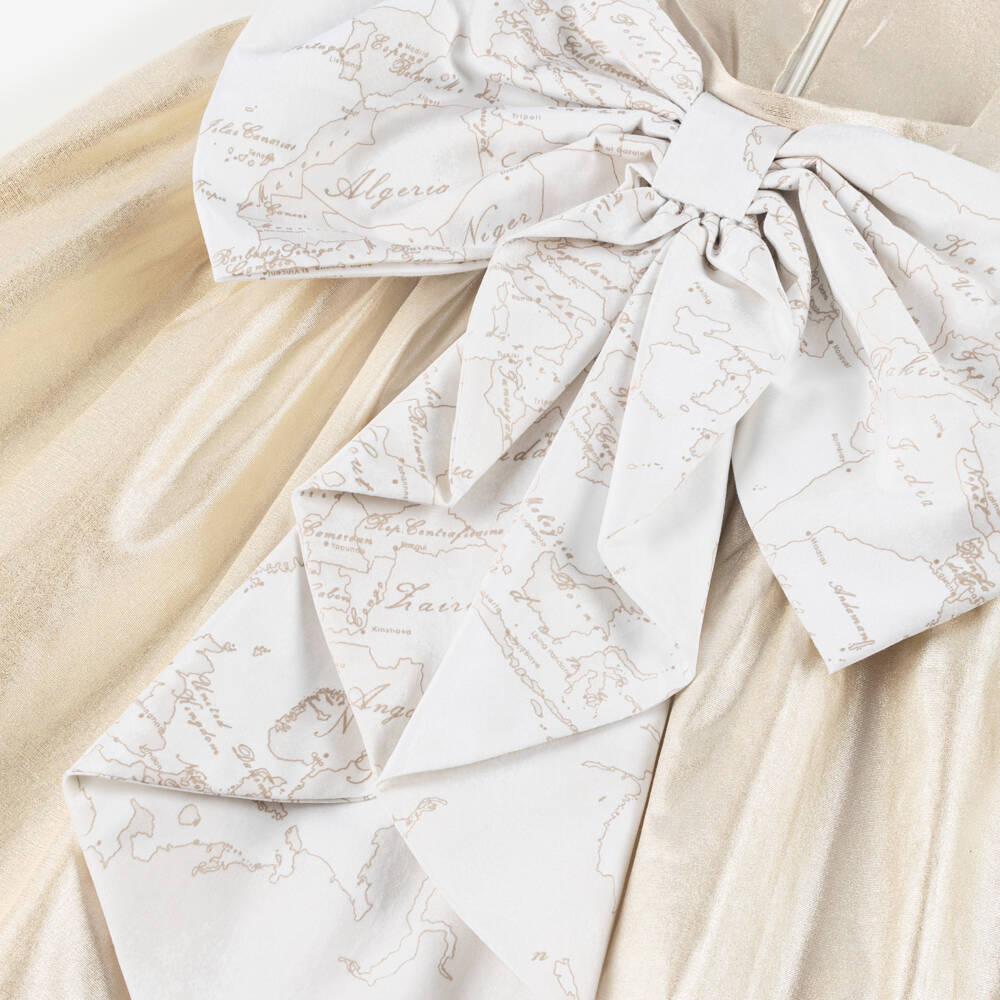 Alviero Martini-فستان عاجي مزخرف للبنات مع فيونكة | Childrensalon Outlet