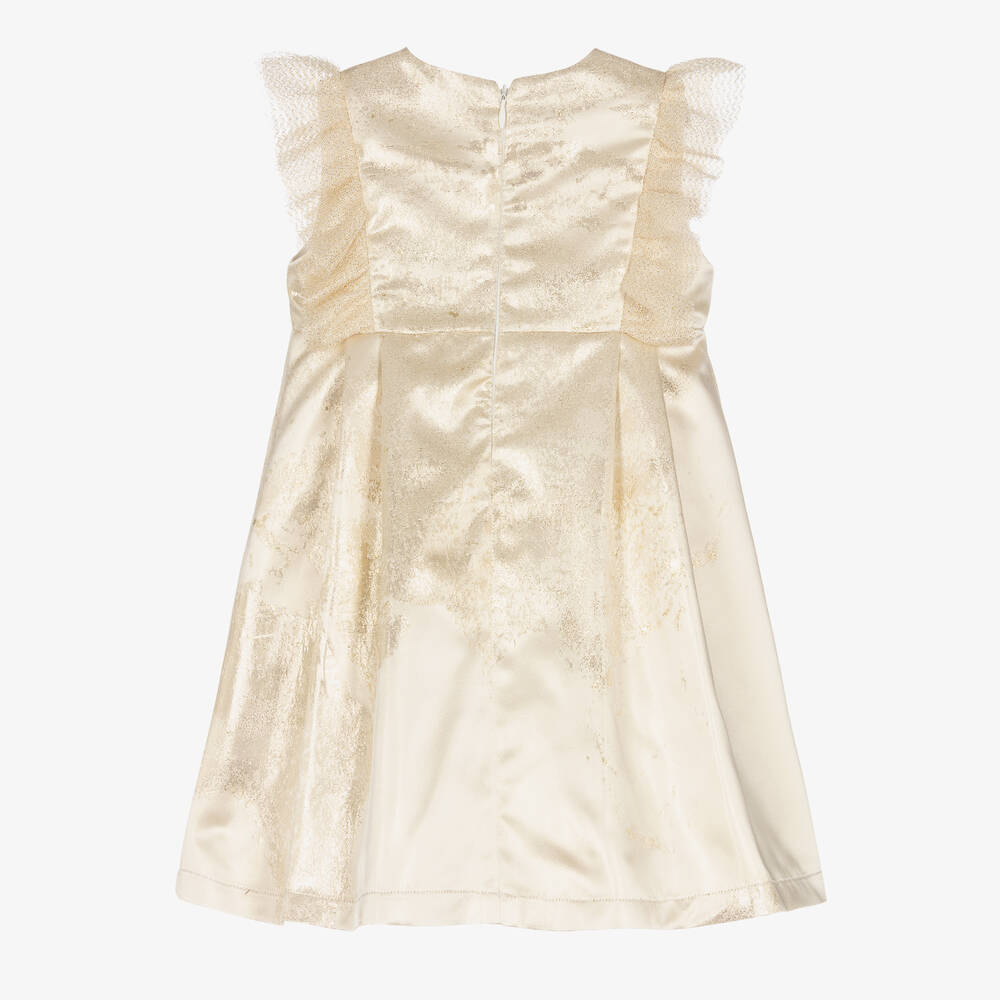 Alviero Martini-Girls Gold Jacquard Geo Map Dress | Childrensalon Outlet