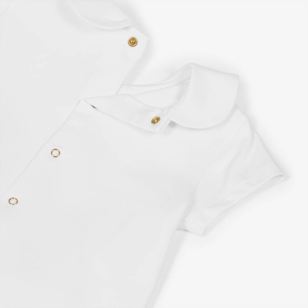 Alviero Martini-Girls Gold & White Cotton Map Dress | Childrensalon Outlet