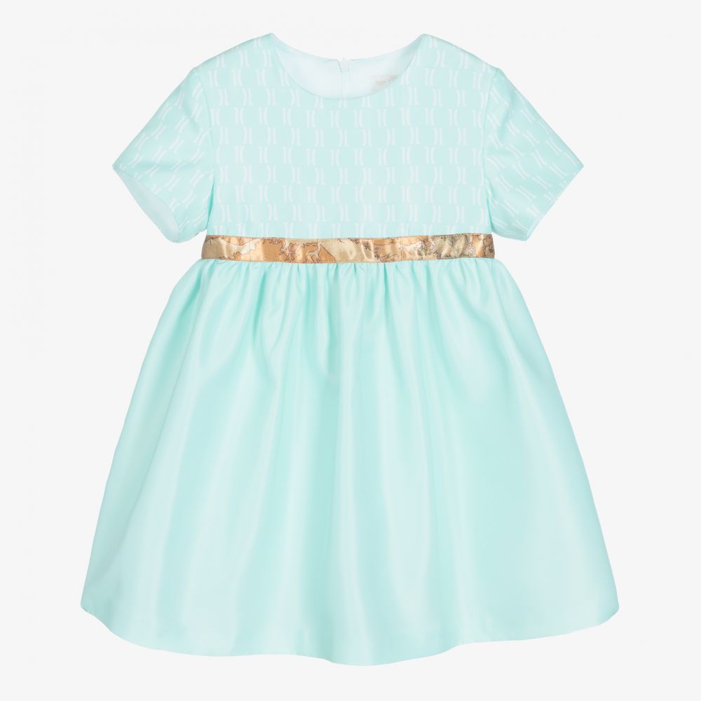 Alviero Martini-Girls Green Geo Map Dress  | Childrensalon Outlet