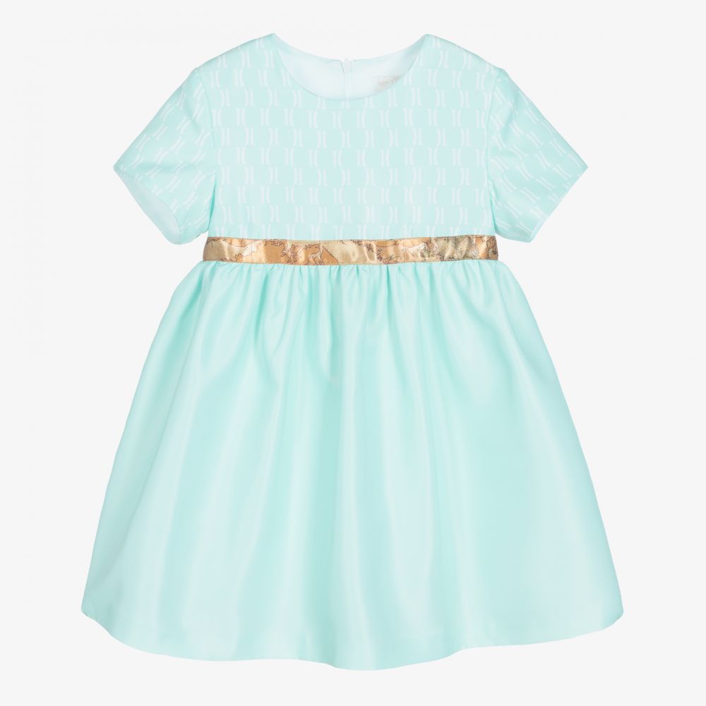 Alviero Martini - Girls Green Geo Map Dress  | Childrensalon