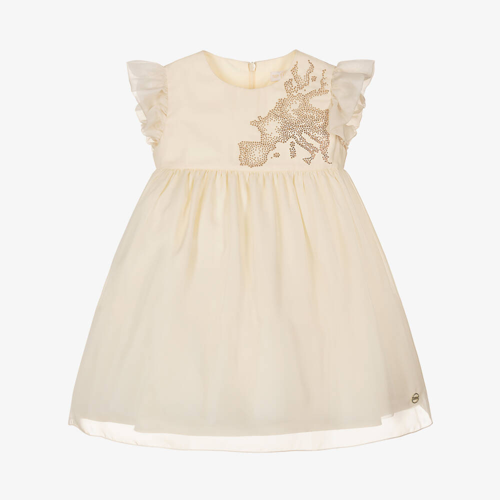 Alviero Martini-Girls Ivory Chiffon Geo Map Dress | Childrensalon Outlet