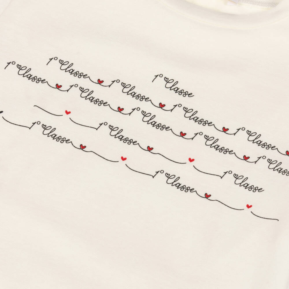 Alviero Martini-Girls Ivory Cotton 1a Classe Graphic T-Shirt | Childrensalon Outlet
