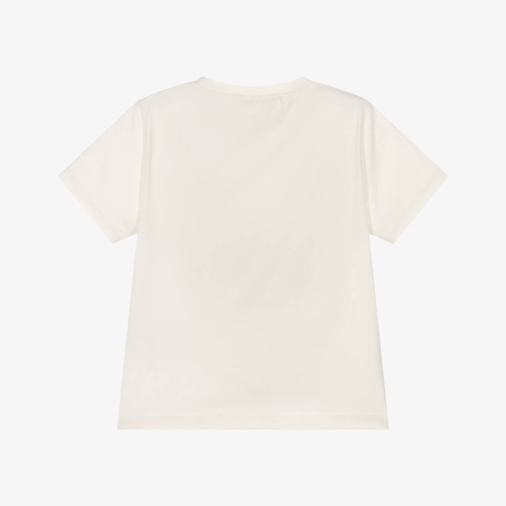 Alviero Martini-Girls Ivory Cotton 1a Classe Graphic T-Shirt | Childrensalon Outlet