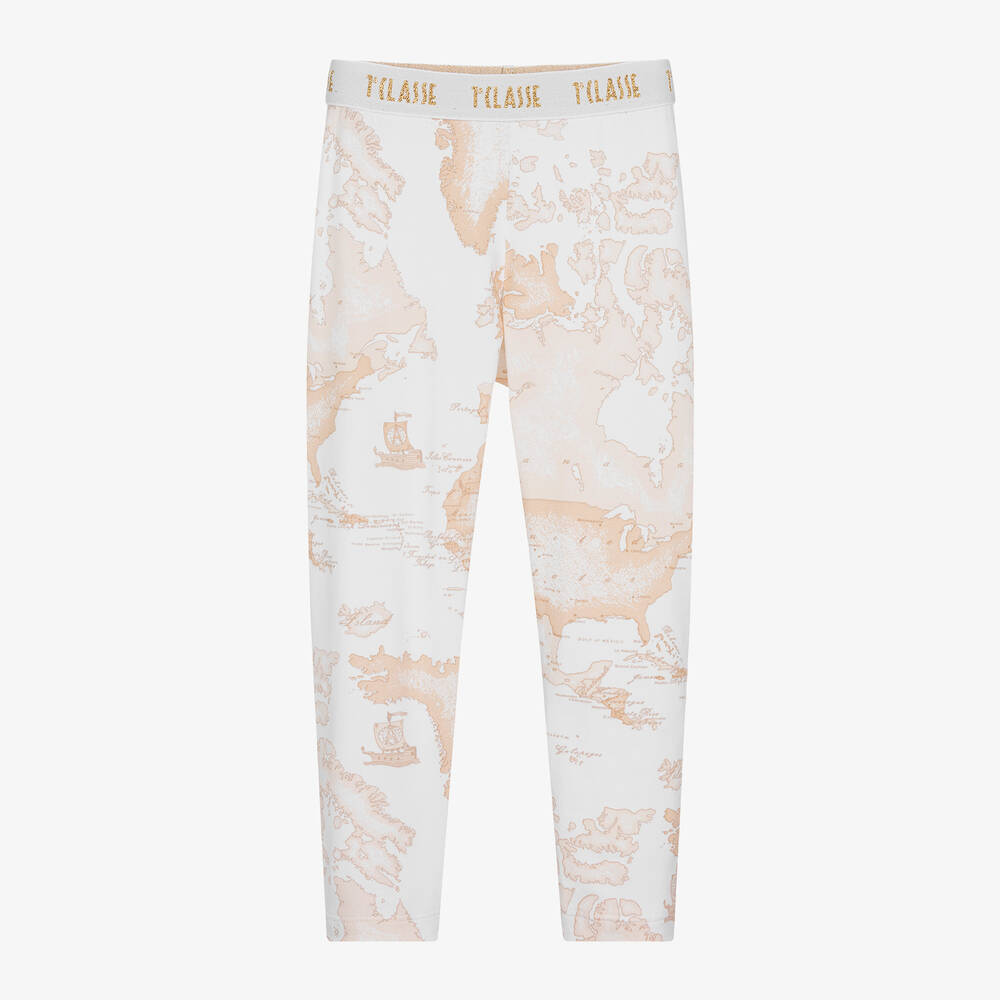 Alviero Martini-Girls Ivory Cotton Geo Leggings | Childrensalon Outlet