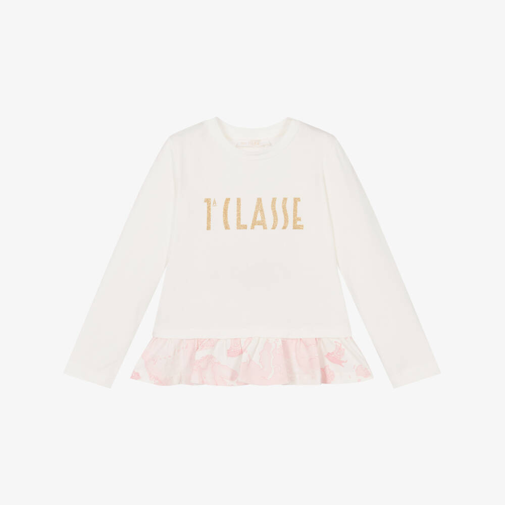 Alviero Martini-Girls Ivory Geo Map Top | Childrensalon Outlet