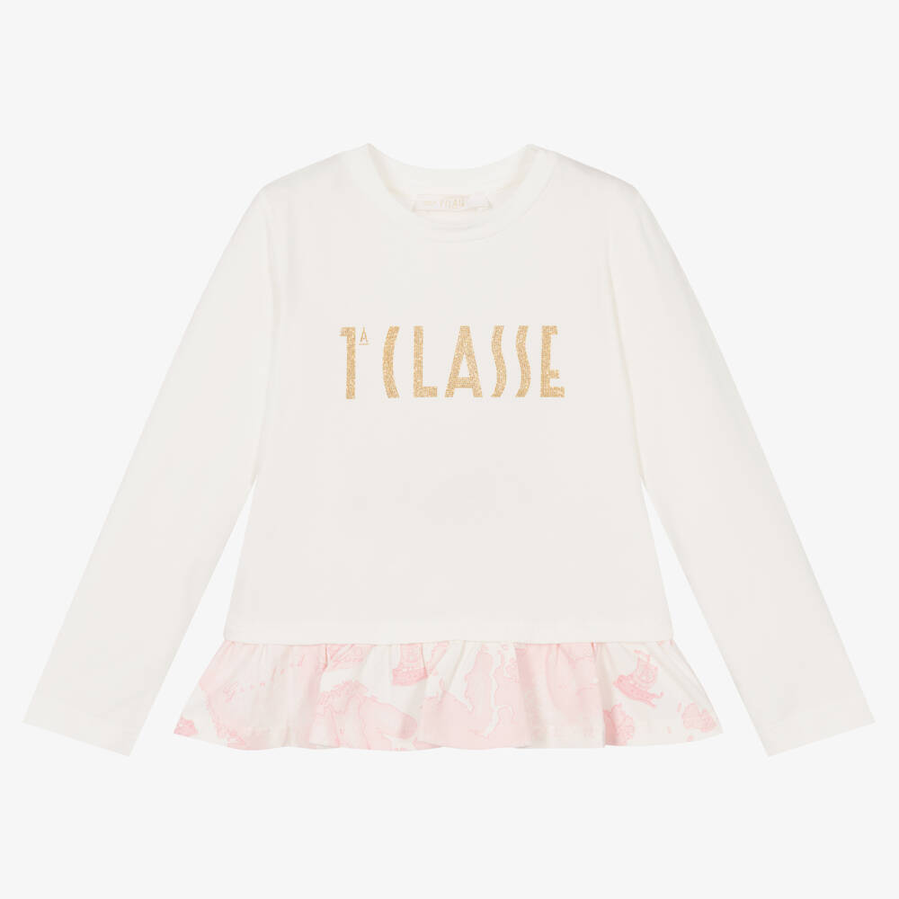 Alviero Martini-Girls Ivory Geo Map Top | Childrensalon Outlet