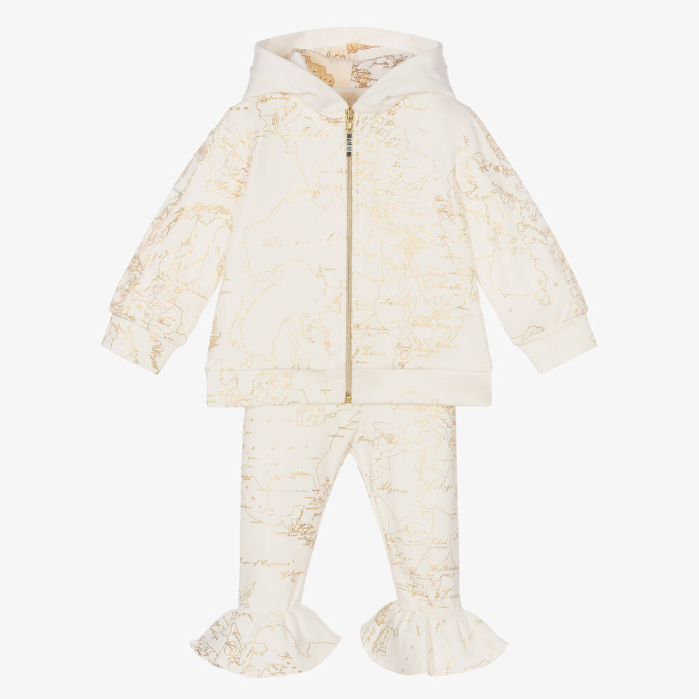 Alviero Martini - Girls Ivory Geo Map Tracksuit | Childrensalon