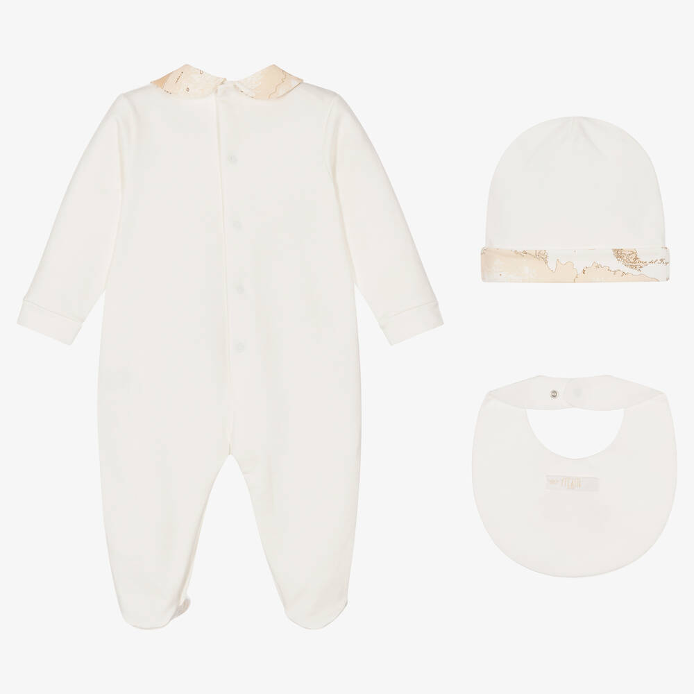 Alviero Martini-Girls Ivory Map Babygrow Set | Childrensalon Outlet