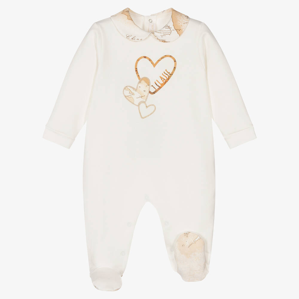 Alviero Martini-Girls Ivory Map Babygrow Set | Childrensalon Outlet