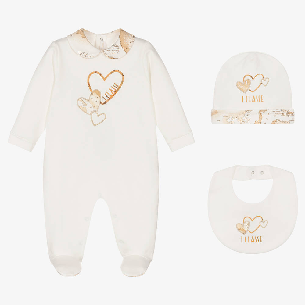 Alviero Martini - Girls Ivory Map Babygrow Set | Childrensalon