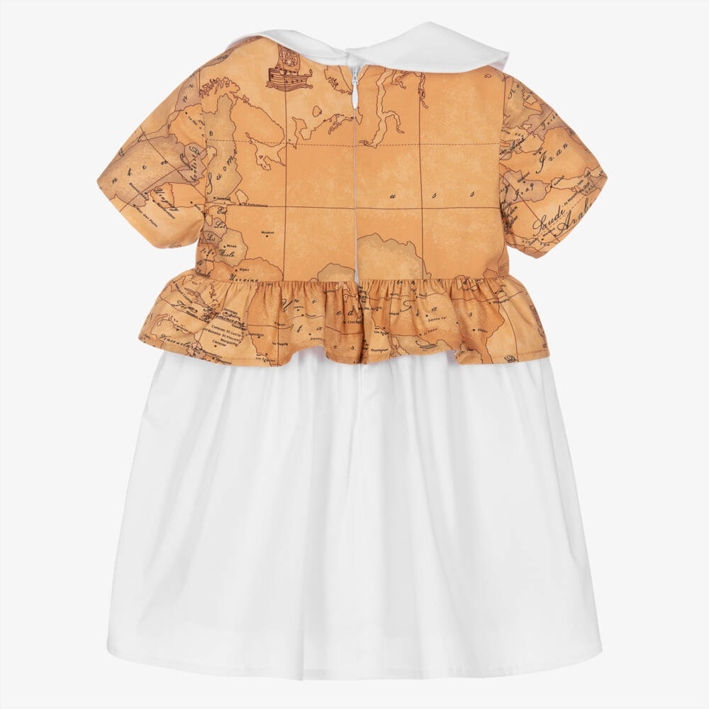 Alviero Martini-Girls Ivory & Taupe Map Print Dress | Childrensalon Outlet